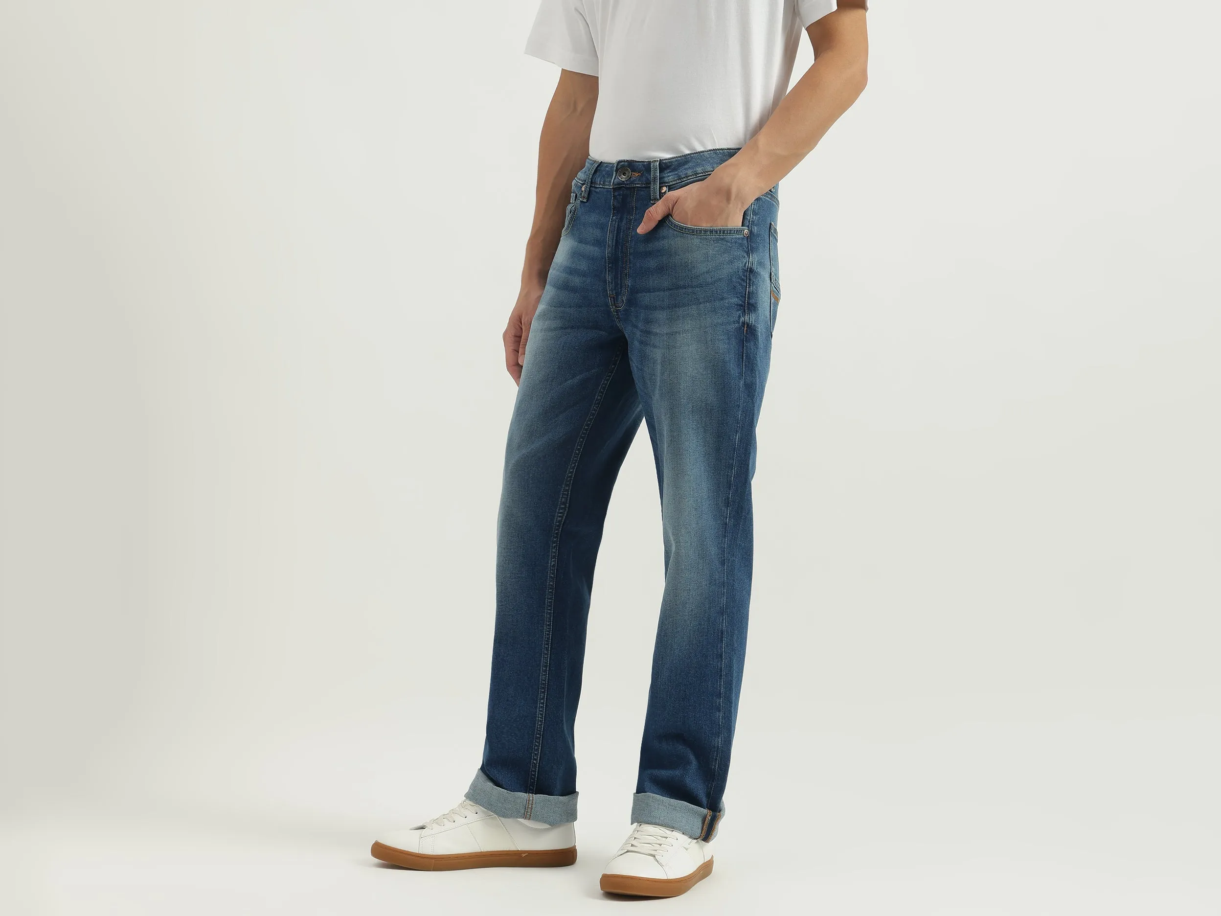 Solid Boot-Leg Fit Jeans