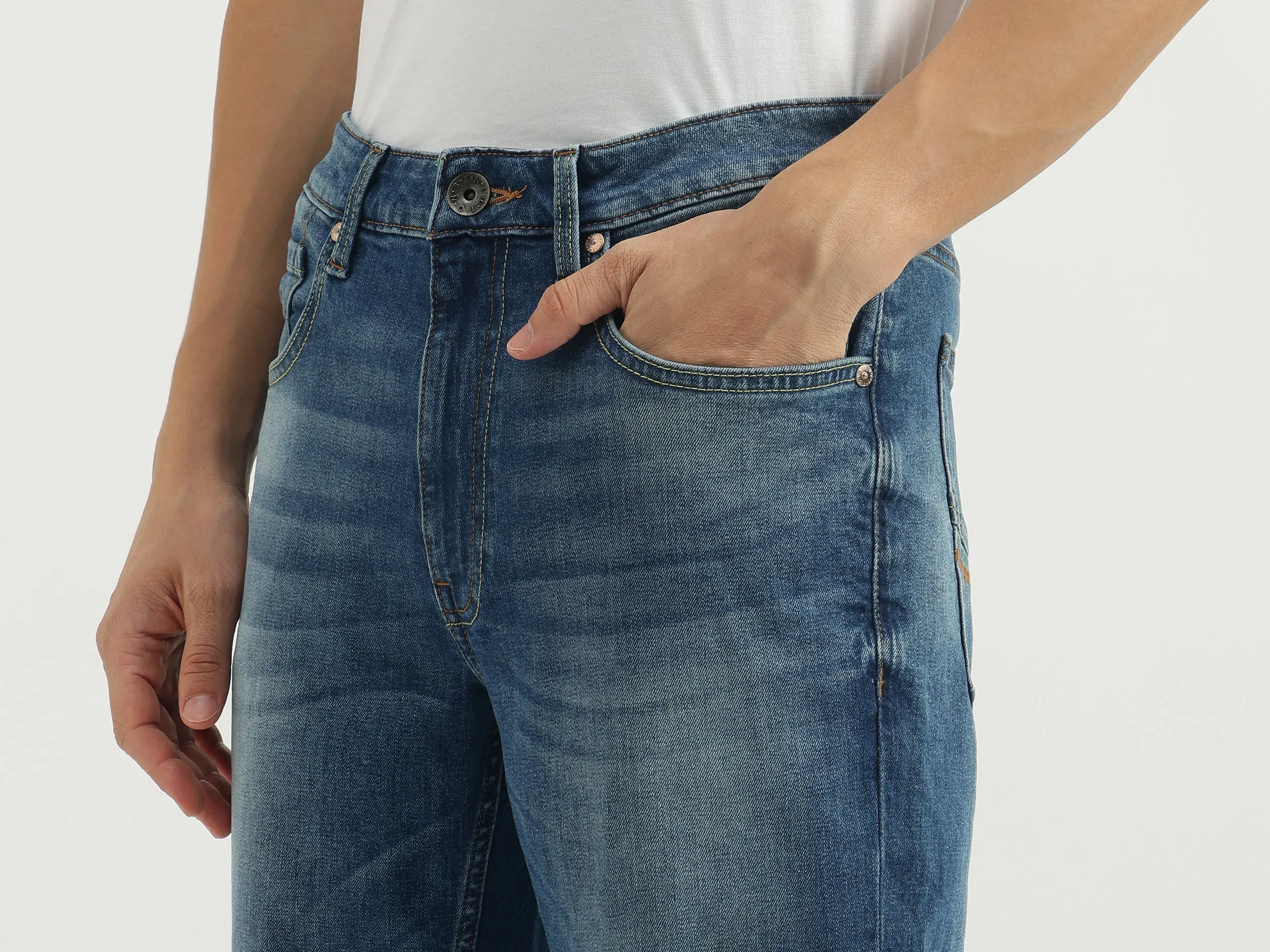 Solid Boot-Leg Fit Jeans
