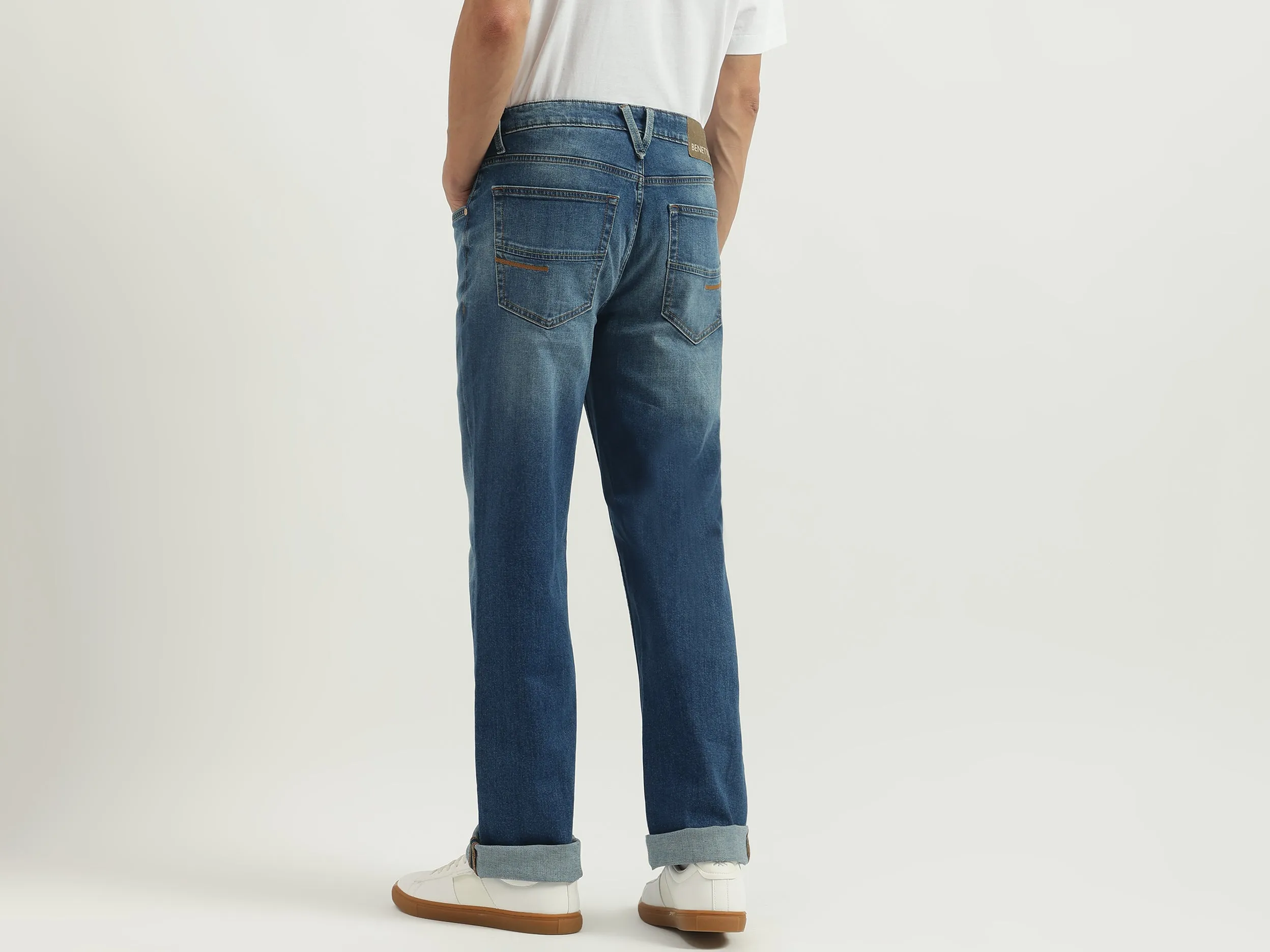 Solid Boot-Leg Fit Jeans