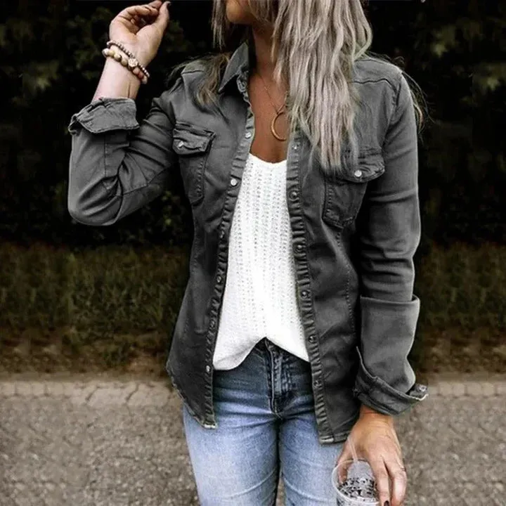 Sophia Trendy Hip Denim Jacket (2024)