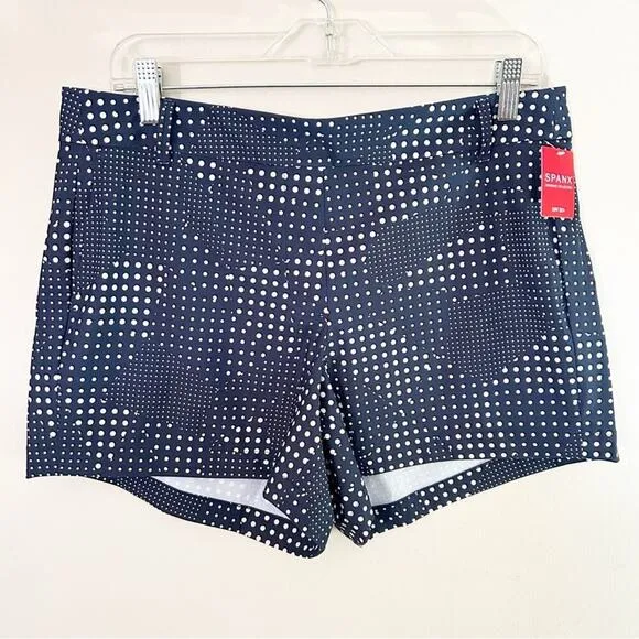 Spanx Sunshine Shorts, 4&quot; Dotpatch Midnight Navy Large NWT