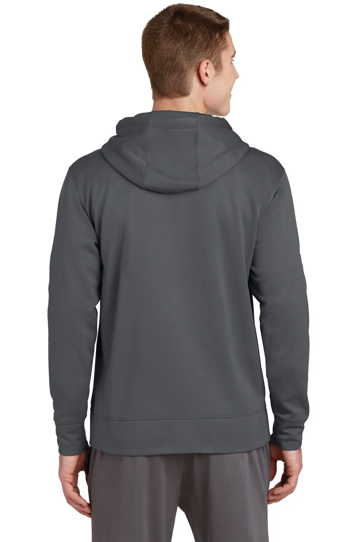 Sport-Tek Sport-Wick Fleece Full-Zip Hooded Jacket.  ST238 Dark Smoke Grey