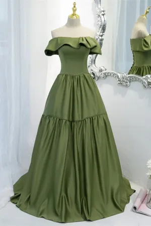 Strapless Avocado Green A-line Long Formal Gown