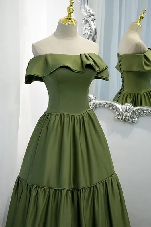 Strapless Avocado Green A-line Long Formal Gown