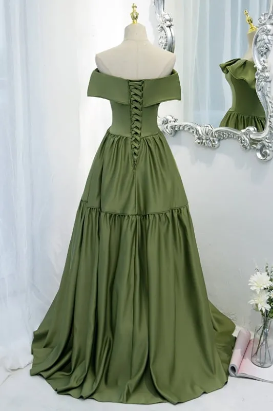Strapless Avocado Green A-line Long Formal Gown