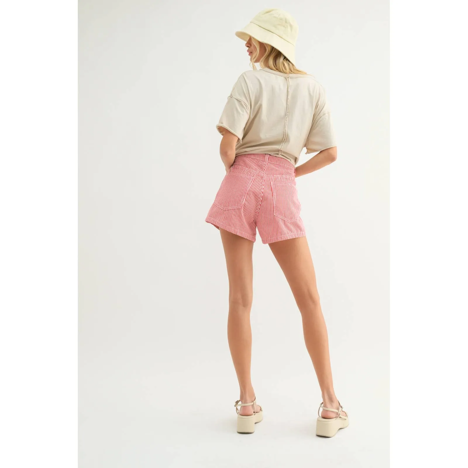 Striped Denim Shorts