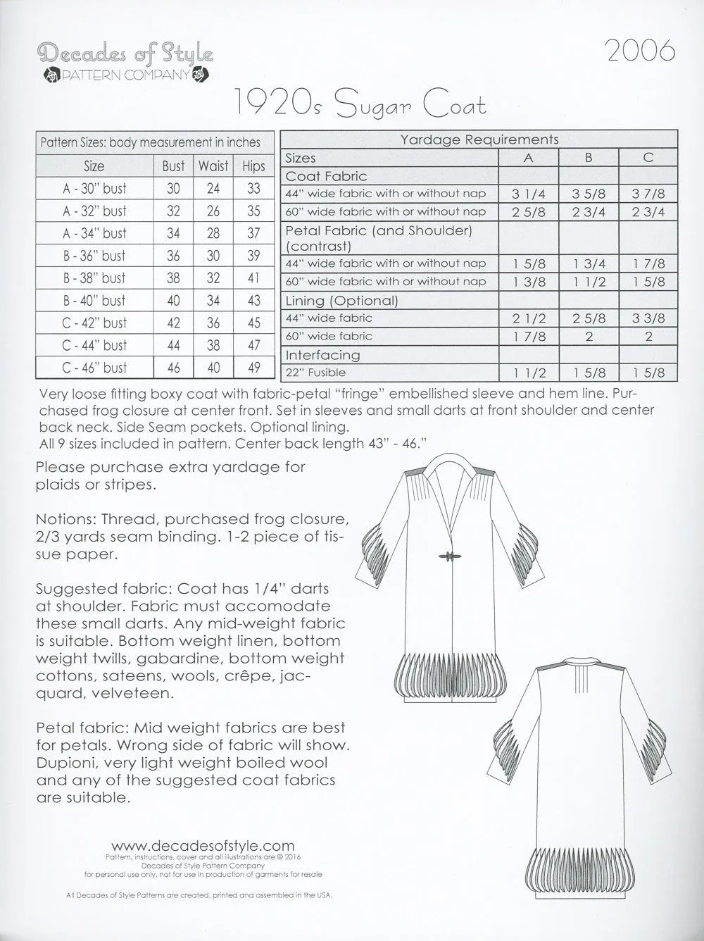 Sugar Coat Sewing Pattern