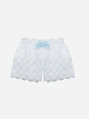 SUMMER SALE Patachou Girls Cotton Poplin White With Floral Embroidery Shorts LAST ONE AGE 4