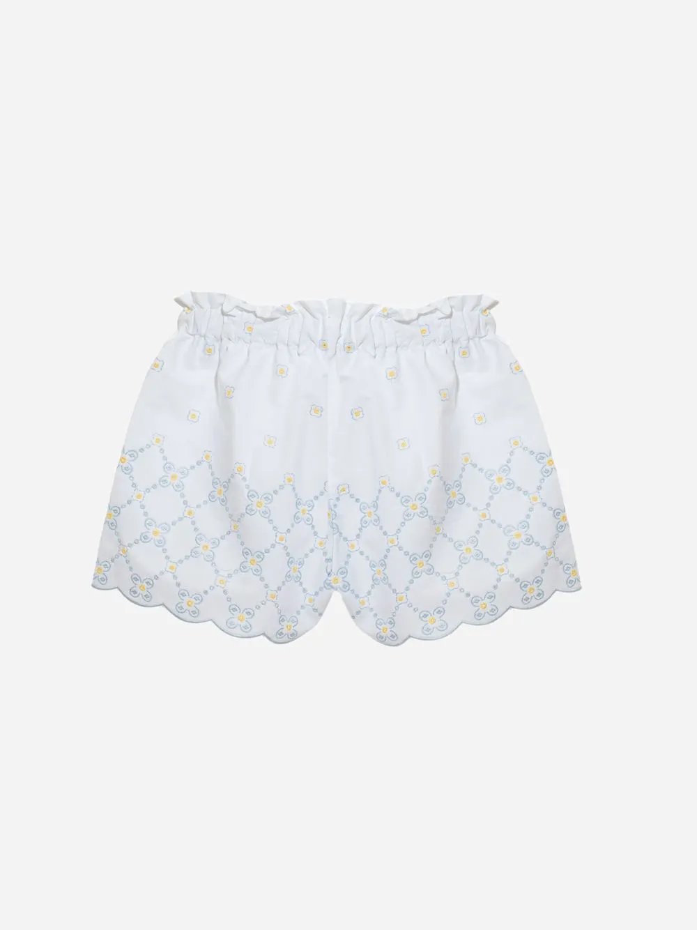 SUMMER SALE Patachou Girls Cotton Poplin White With Floral Embroidery Shorts LAST ONE AGE 4