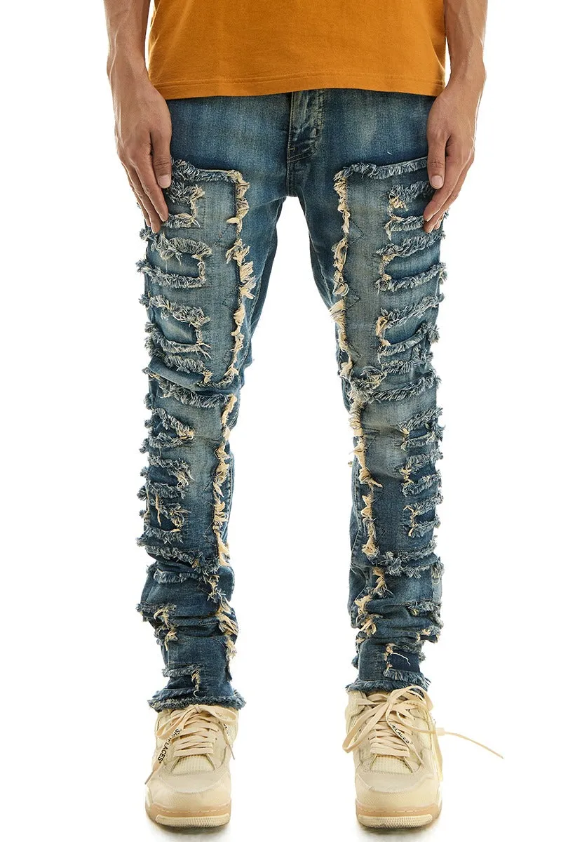 Symmetrical Patched Skinny Jeans - Skinny Fit