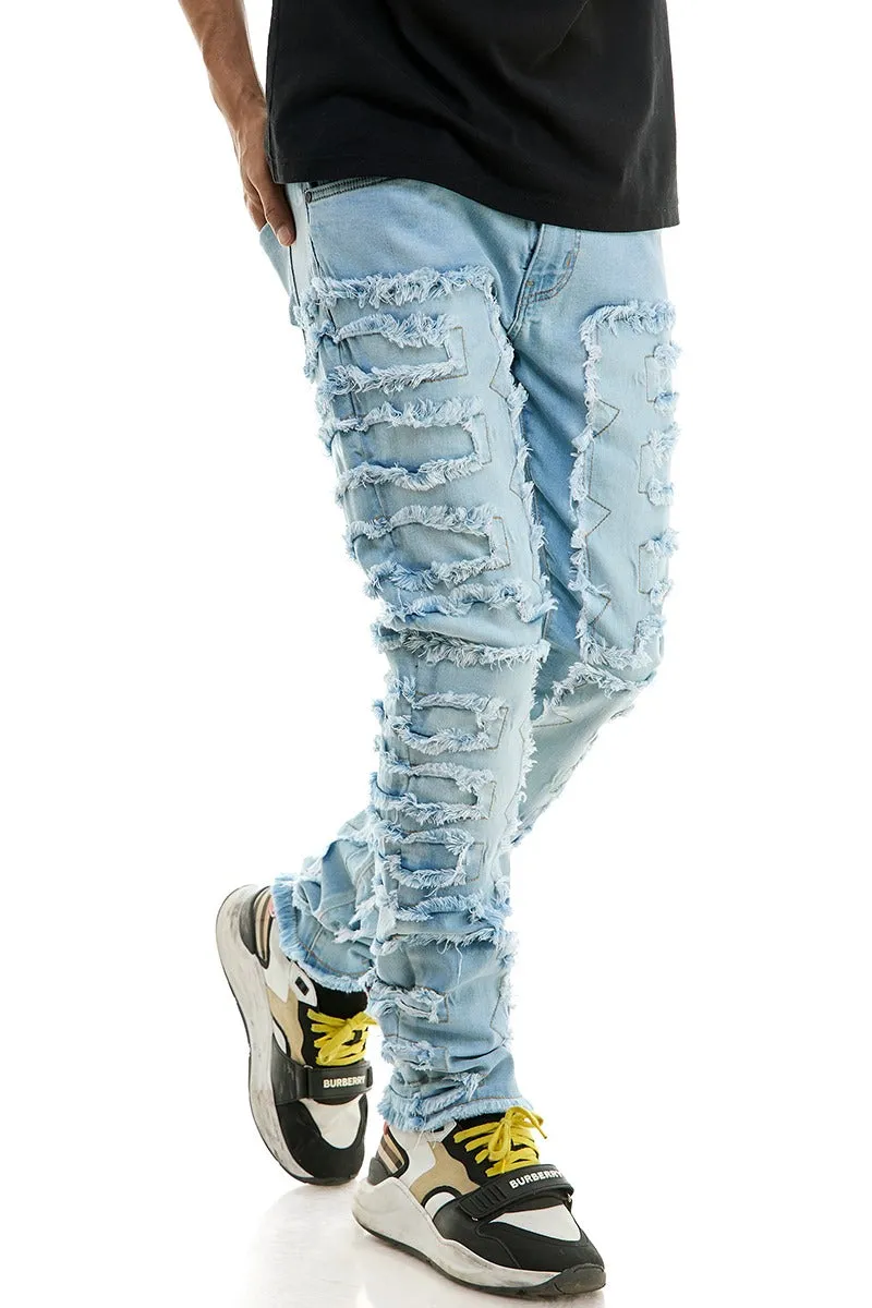 Symmetrical Patched Skinny Jeans - Skinny Fit