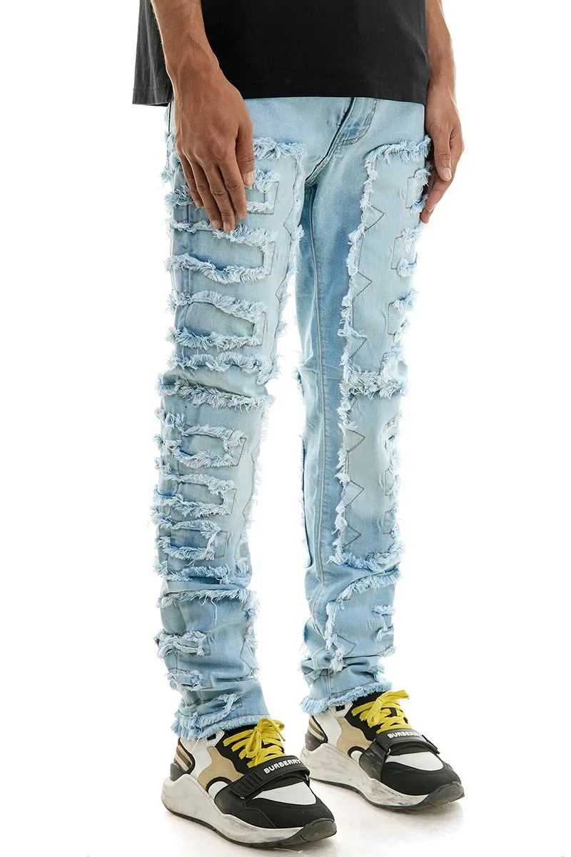 Symmetrical Patched Skinny Jeans - Skinny Fit
