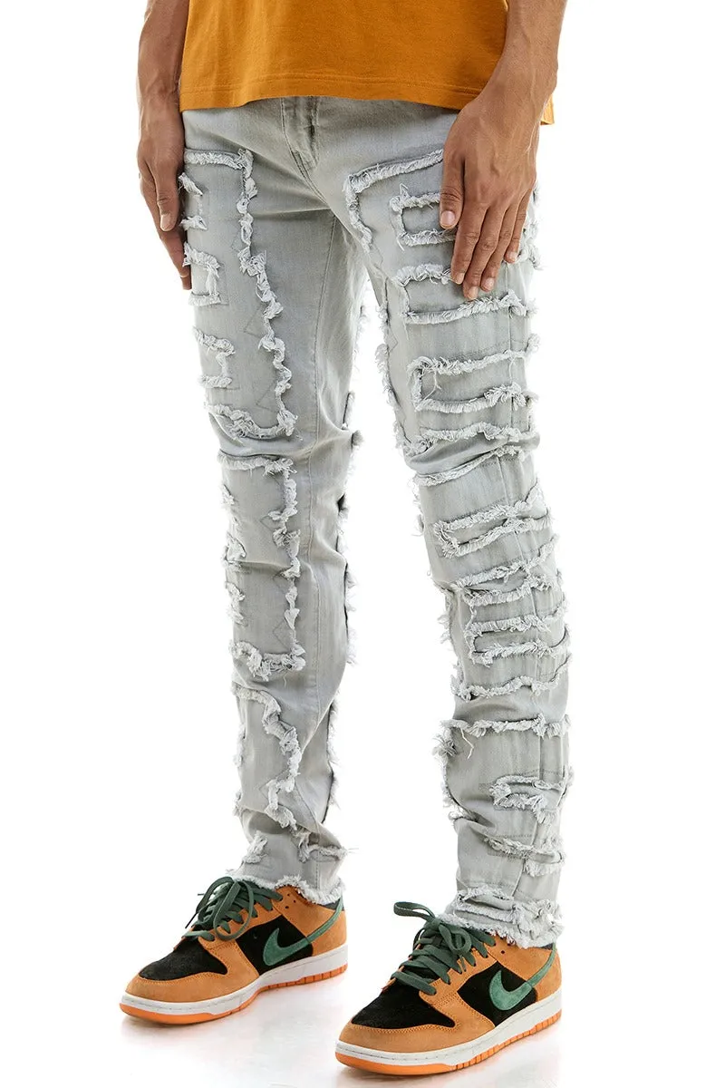 Symmetrical Patched Skinny Jeans - Skinny Fit