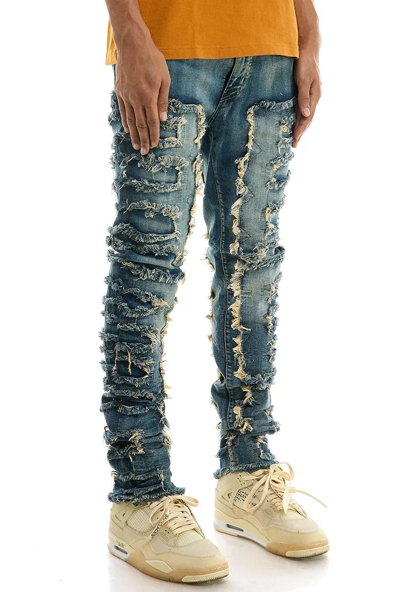 Symmetrical Patched Skinny Jeans - Skinny Fit