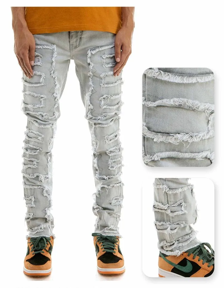 Symmetrical Patched Skinny Jeans - Skinny Fit