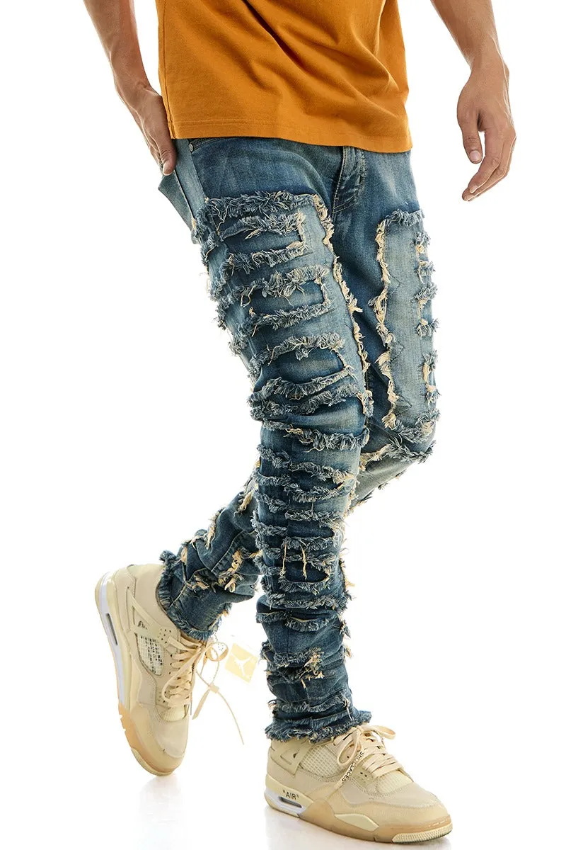 Symmetrical Patched Skinny Jeans - Skinny Fit