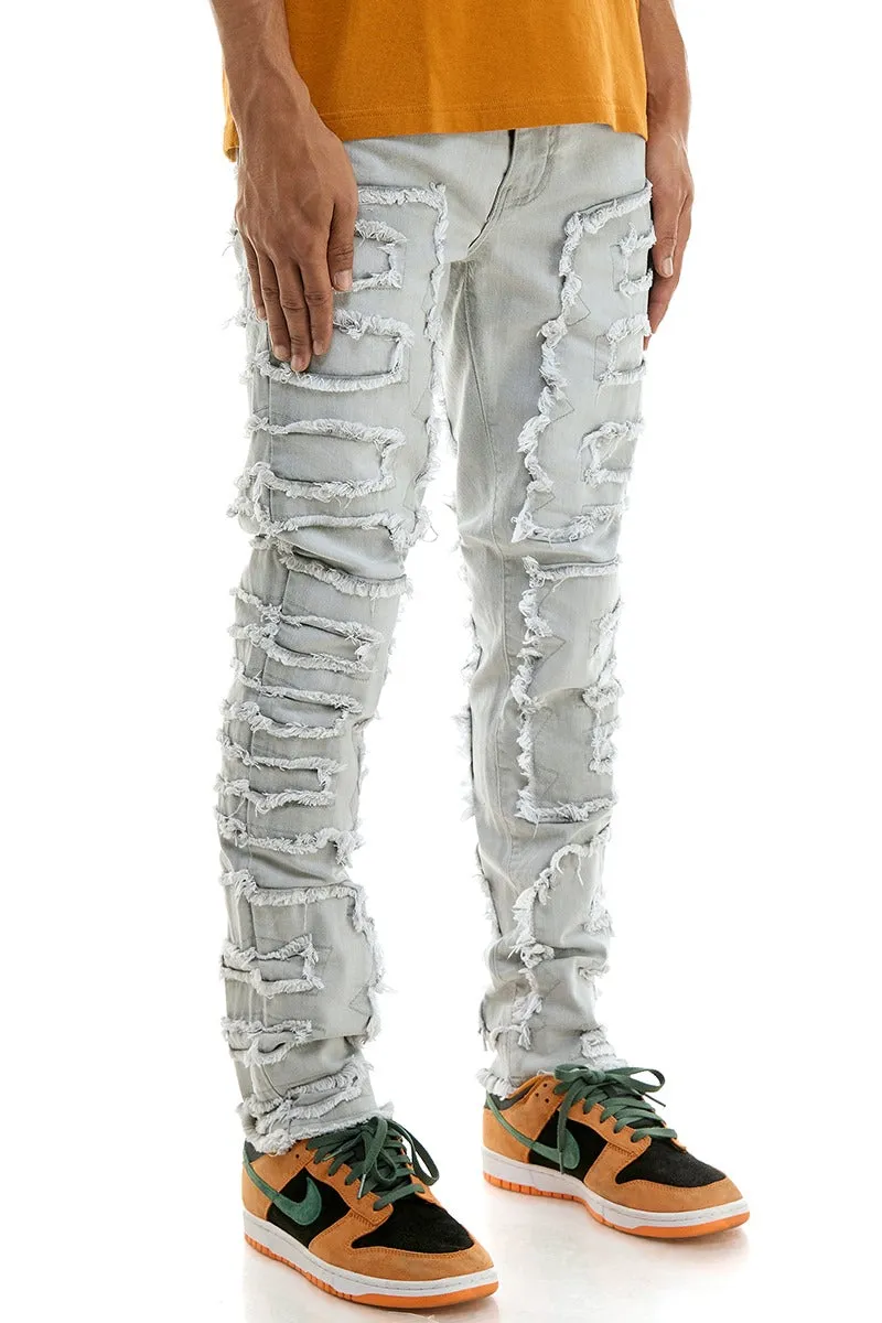 Symmetrical Patched Skinny Jeans - Skinny Fit