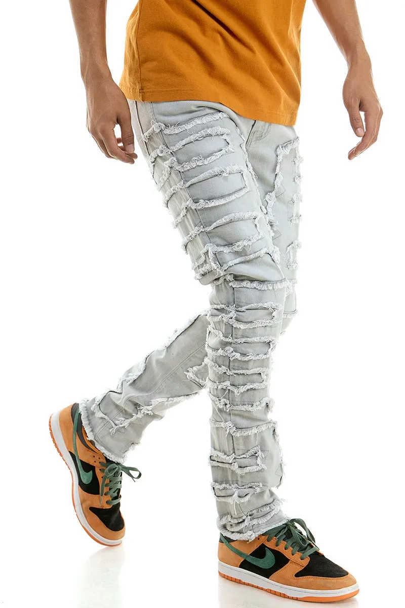 Symmetrical Patched Skinny Jeans - Skinny Fit