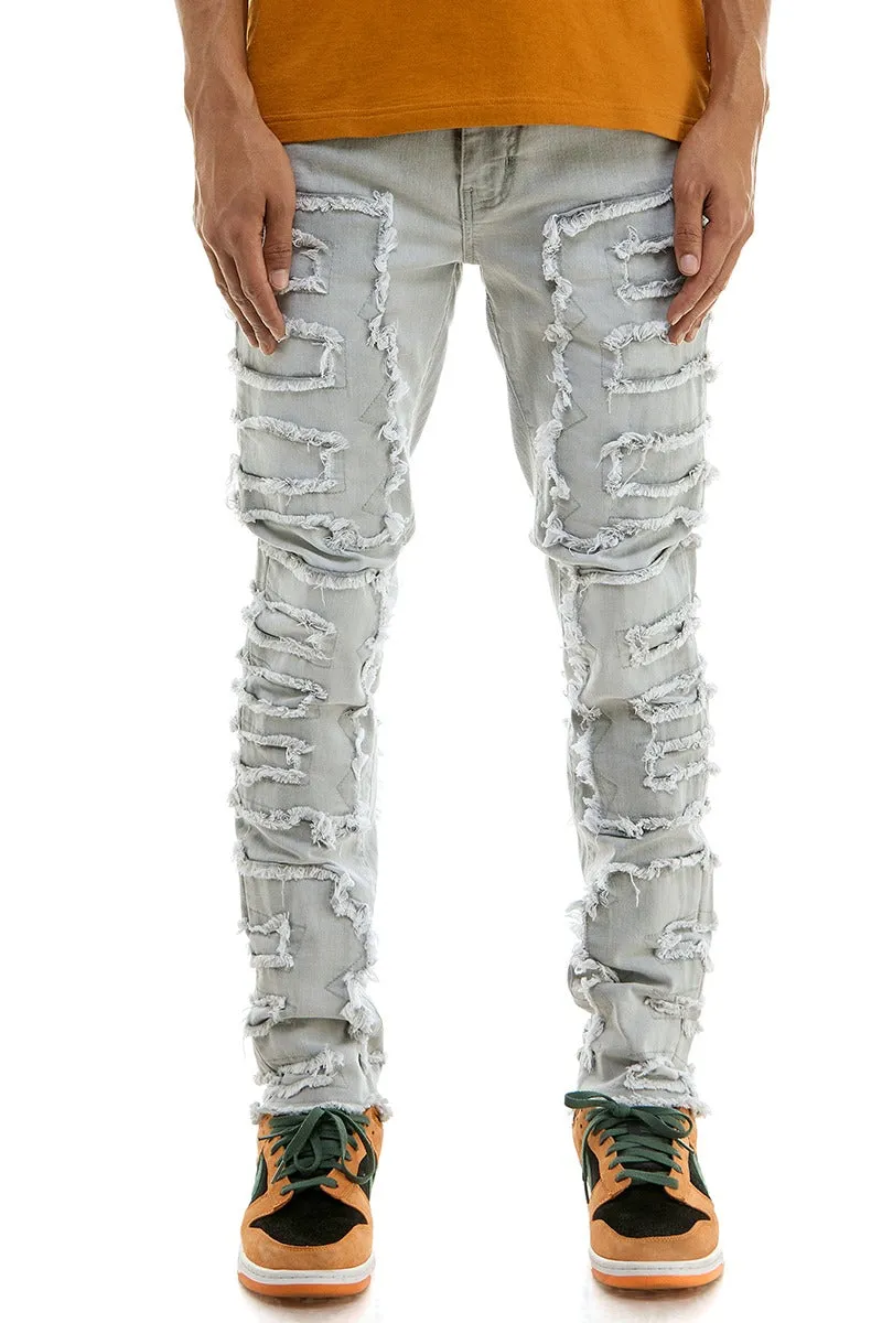 Symmetrical Patched Skinny Jeans - Skinny Fit