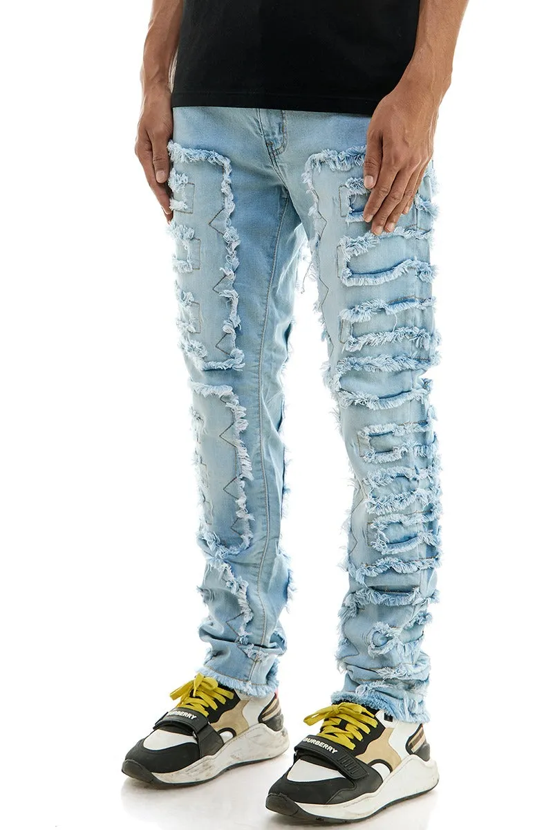 Symmetrical Patched Skinny Jeans - Skinny Fit