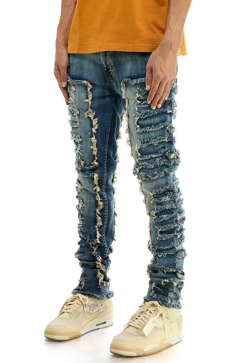 Symmetrical Patched Skinny Jeans - Skinny Fit