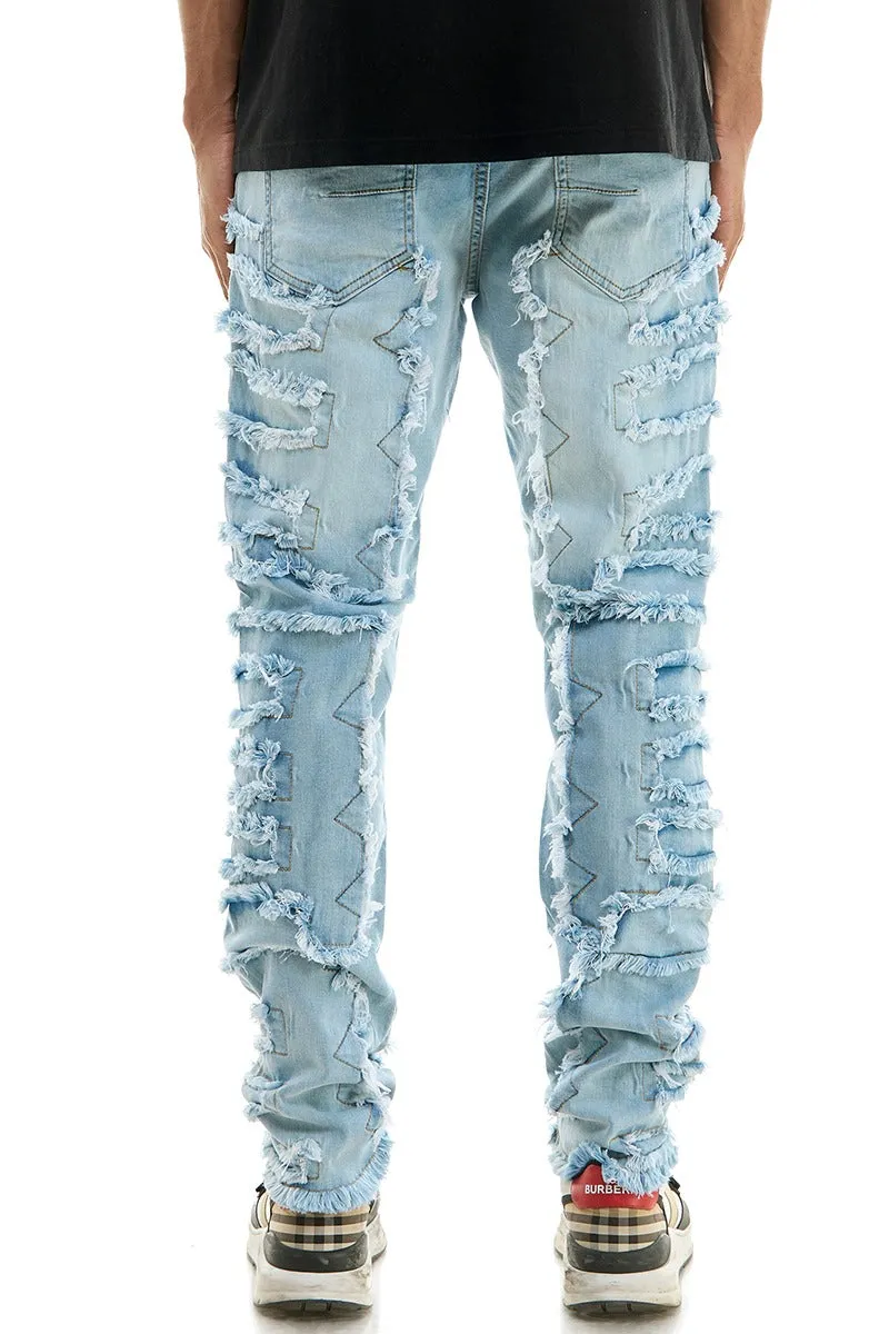 Symmetrical Patched Skinny Jeans - Skinny Fit