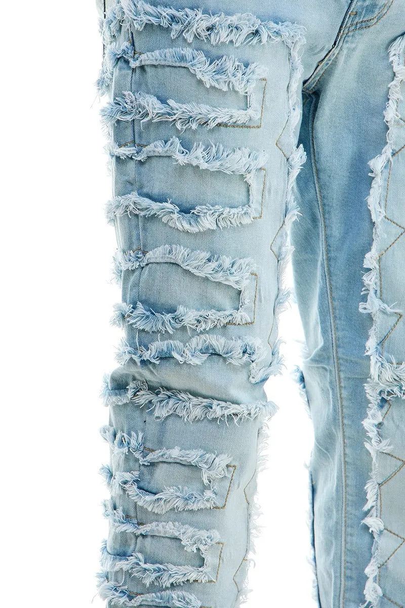 Symmetrical Patched Skinny Jeans - Skinny Fit