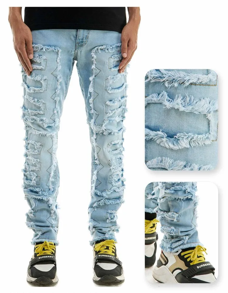 Symmetrical Patched Skinny Jeans - Skinny Fit