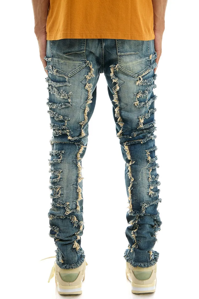 Symmetrical Patched Skinny Jeans - Skinny Fit