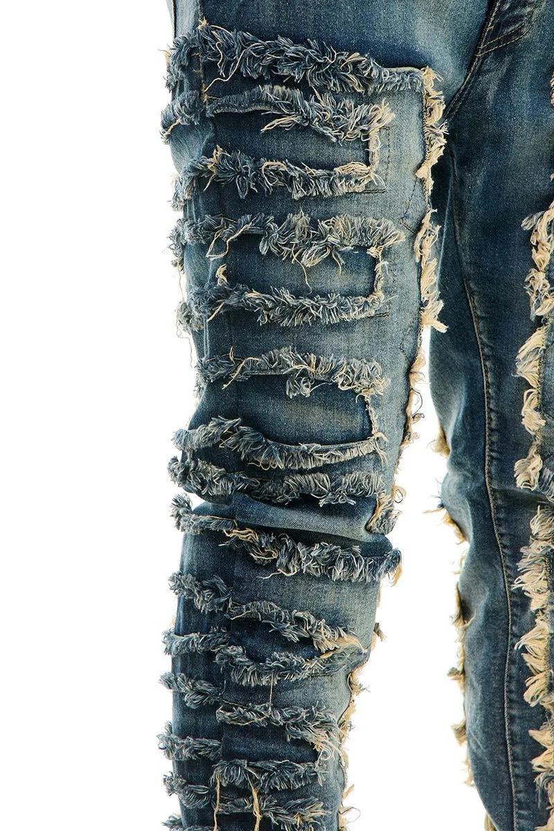 Symmetrical Patched Skinny Jeans - Skinny Fit