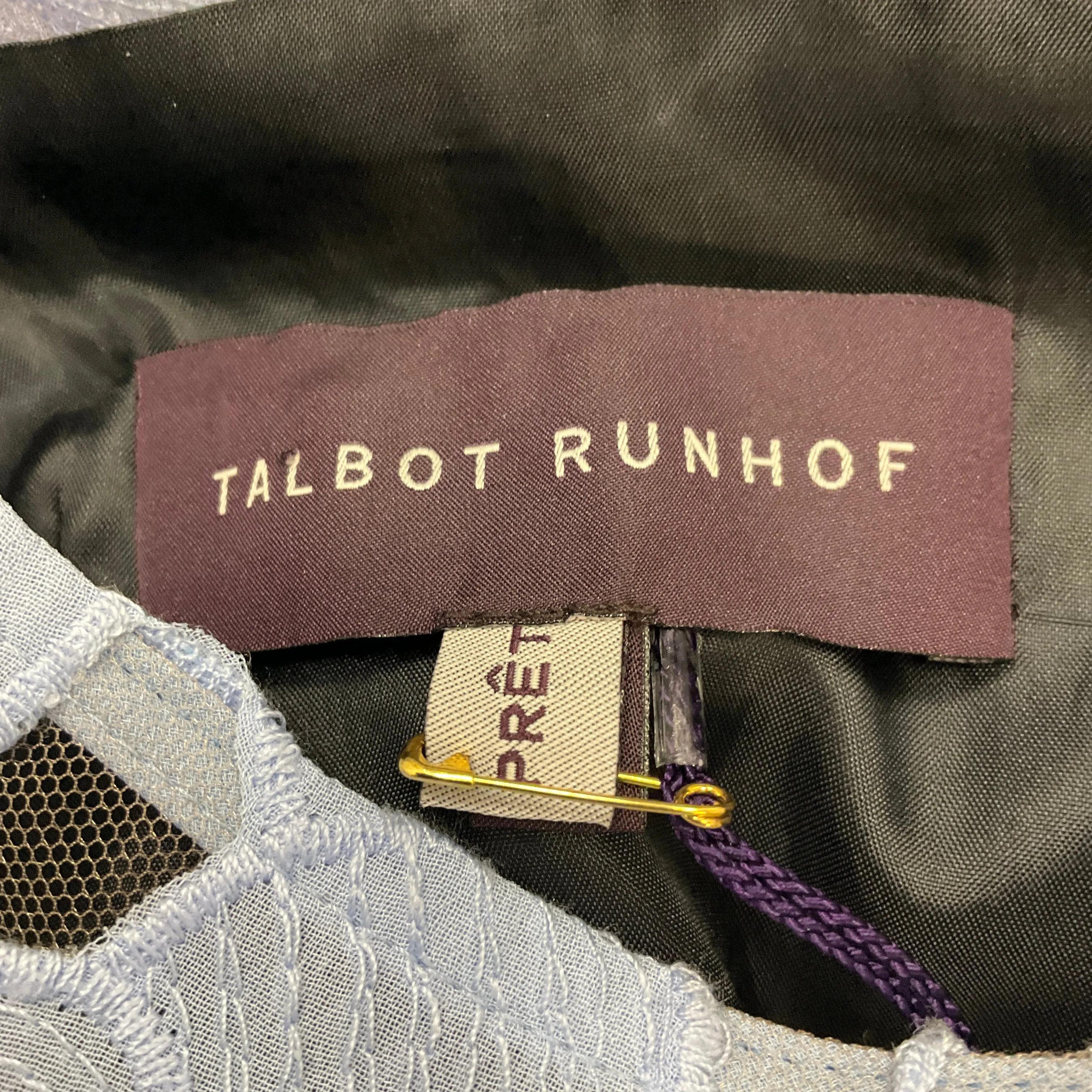 Talbot Runhof Blue Multi Broderie Anglaise-Inset Midi Dress