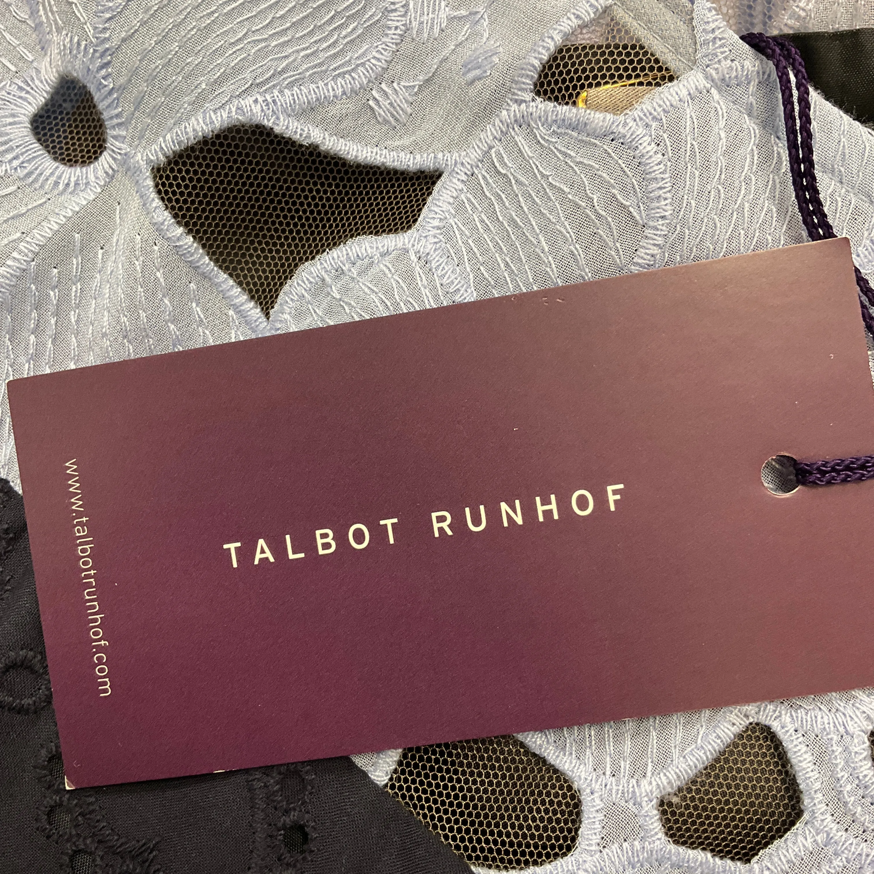 Talbot Runhof Blue Multi Broderie Anglaise-Inset Midi Dress