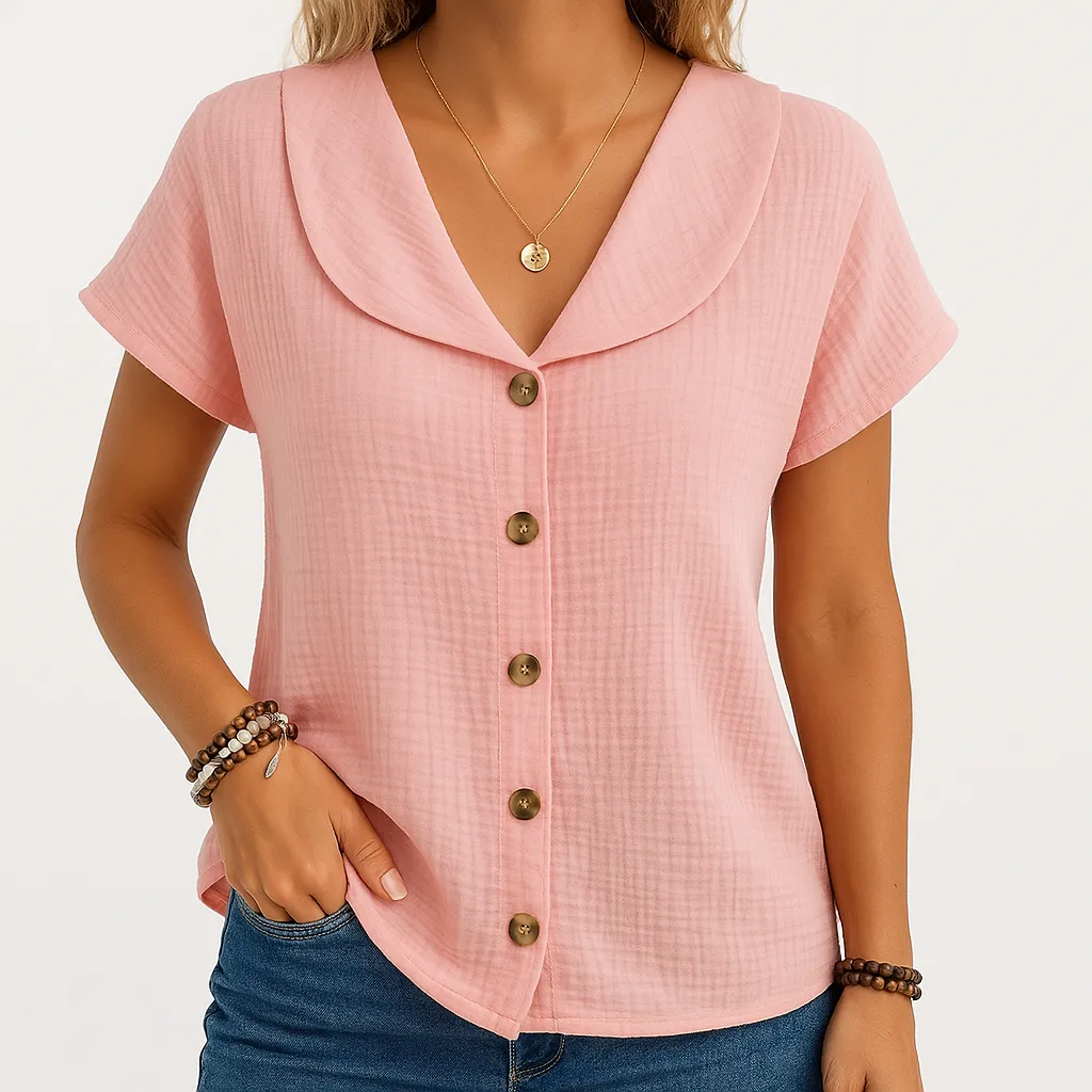 Textured Button-Up Blouse | Cotton | Lightweight and Casual