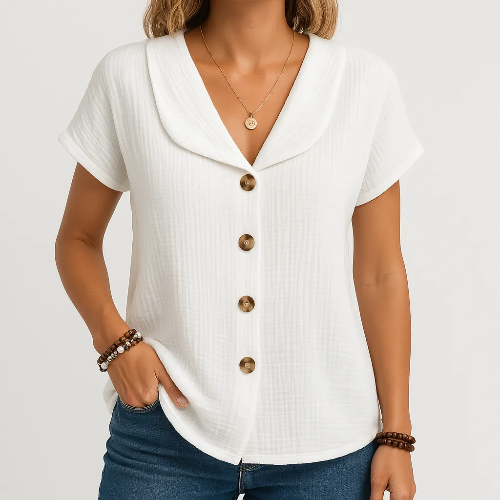 Textured Button-Up Blouse | Cotton | Lightweight and Casual
