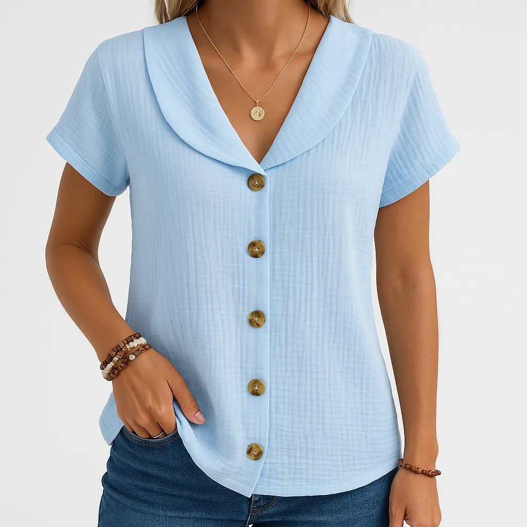 Textured Button-Up Blouse | Cotton | Lightweight and Casual