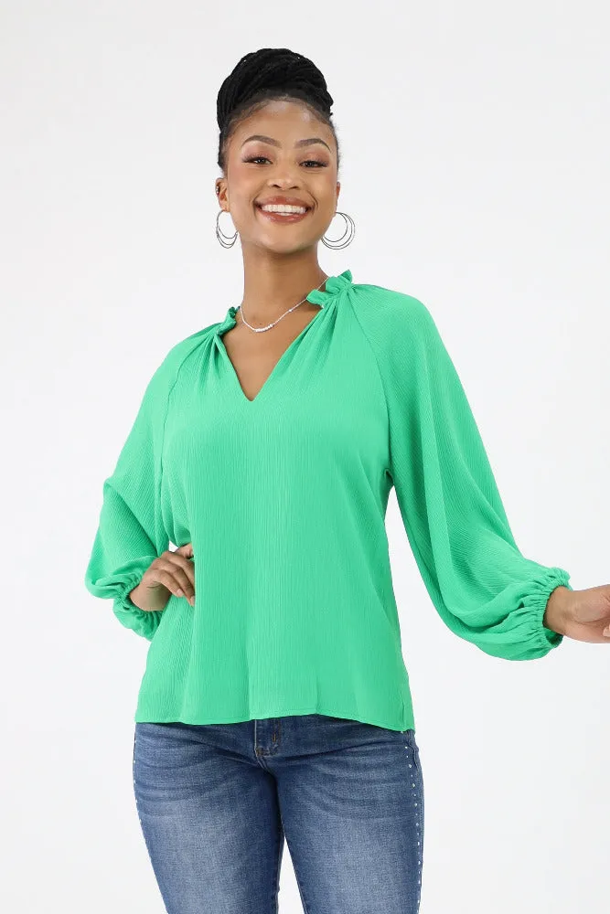 Textured Solid Tunic Top -Red