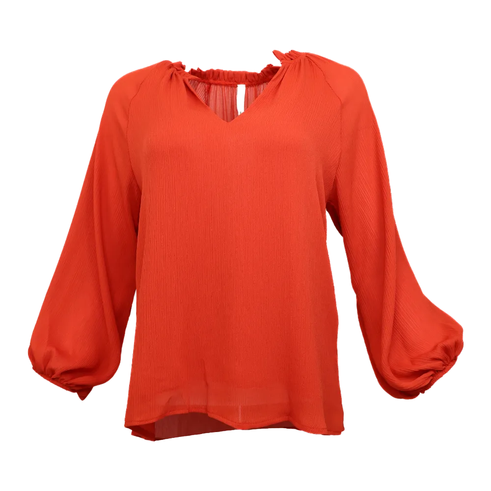 Textured Solid Tunic Top -Red
