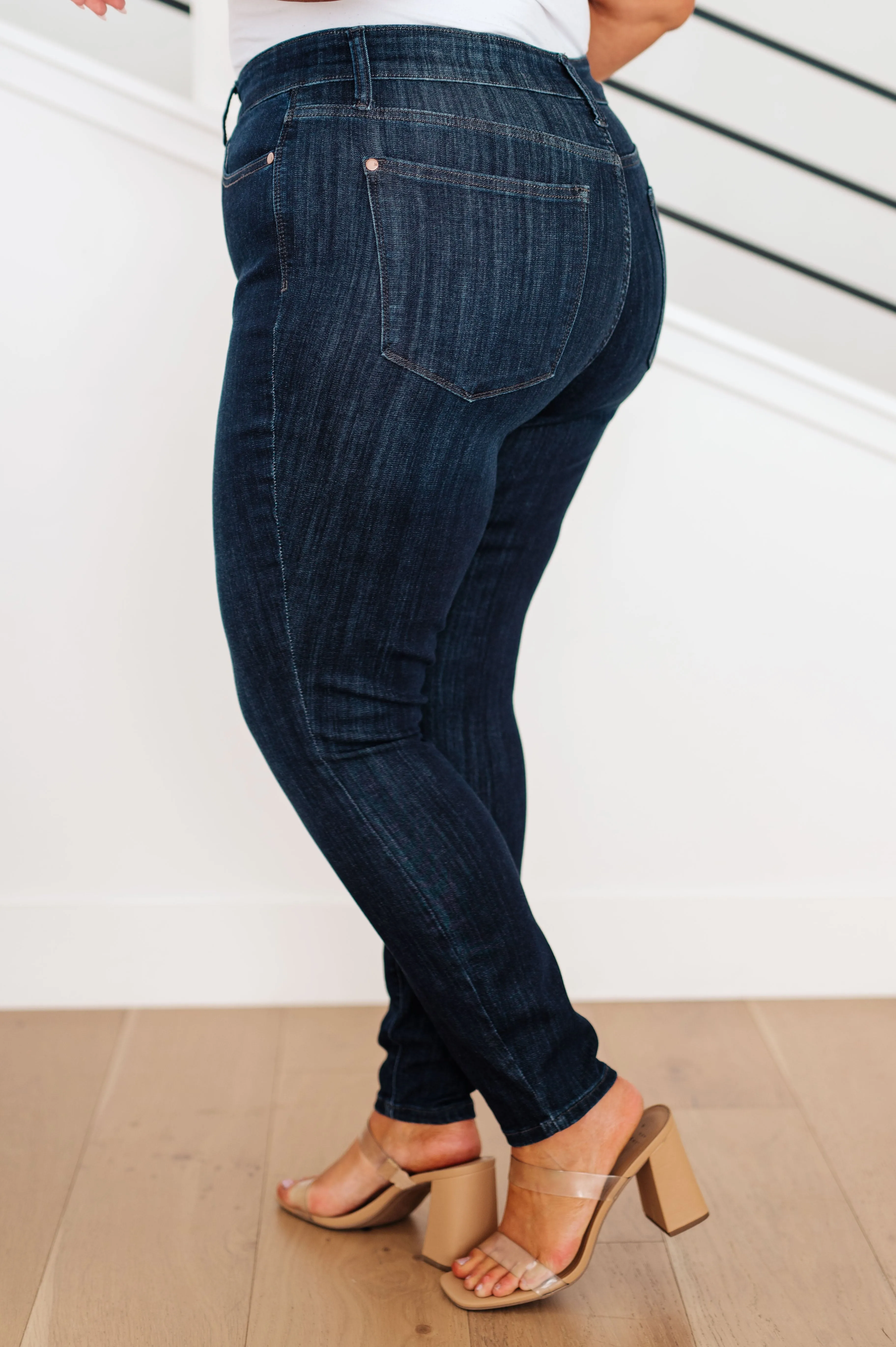 The Naomi- Judy Blue Dark Button Fly Skinny Jeans