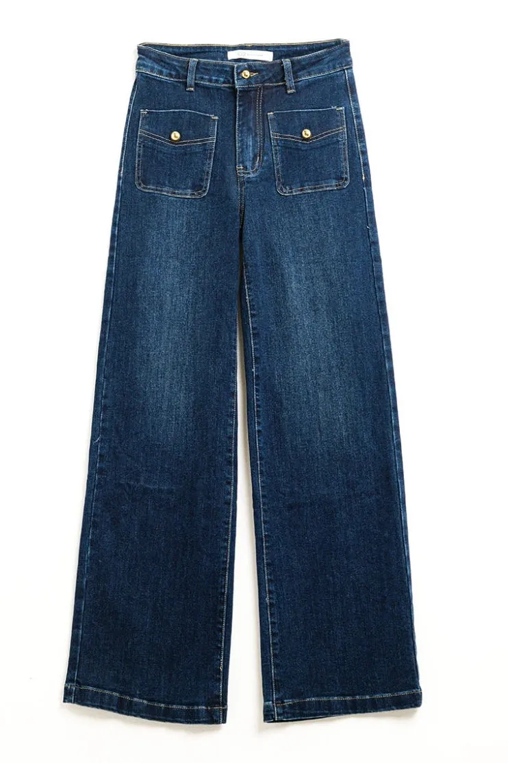 The Q2 Straight Leg w/Front Pocket Jeans  - Blue