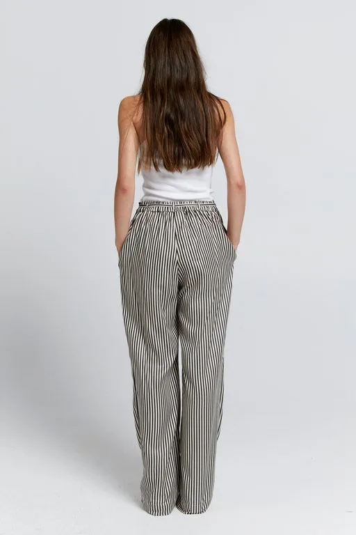 Tied Palazzo Lounge Pants Black Stripe