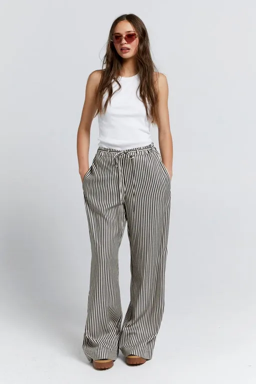 Tied Palazzo Lounge Pants Black Stripe