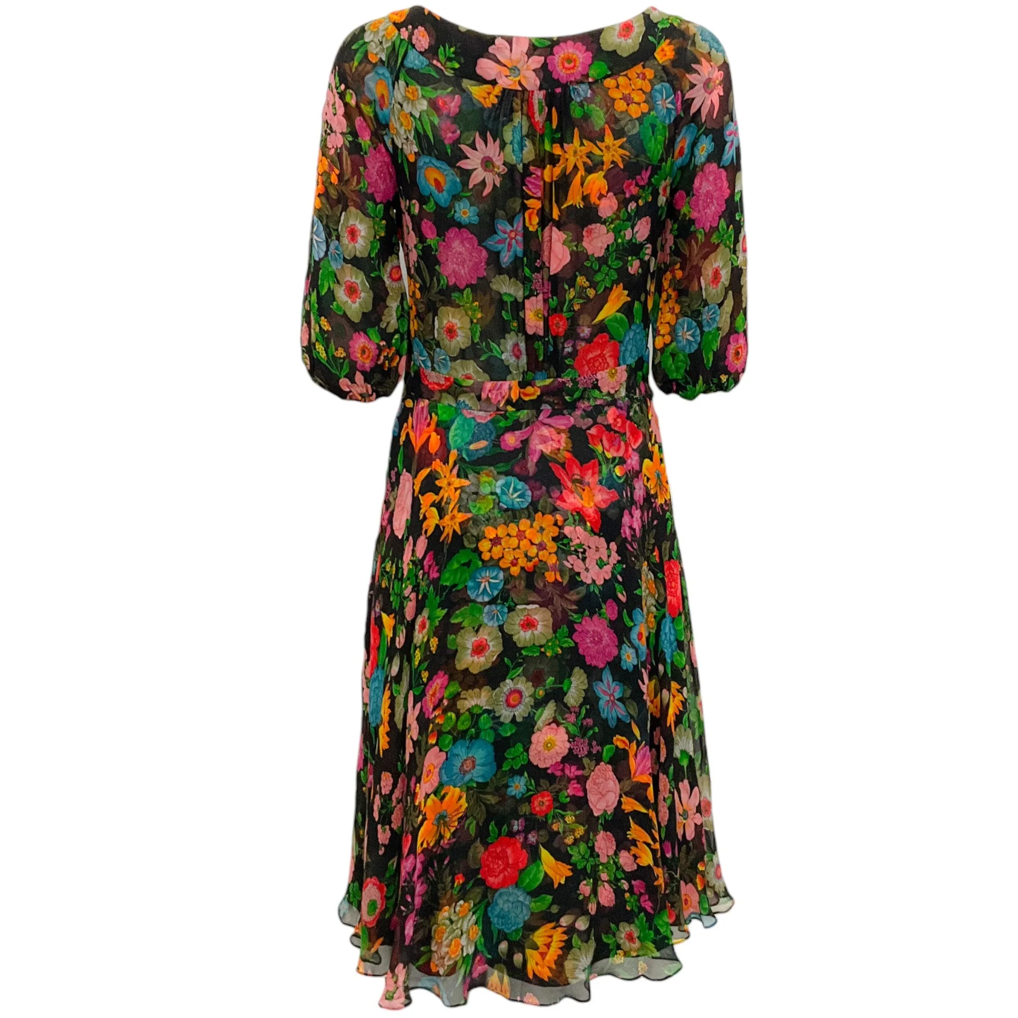 Tuleh Black Multi Floral Chiffon Dress