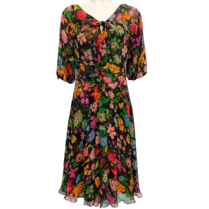Tuleh Black Multi Floral Chiffon Dress