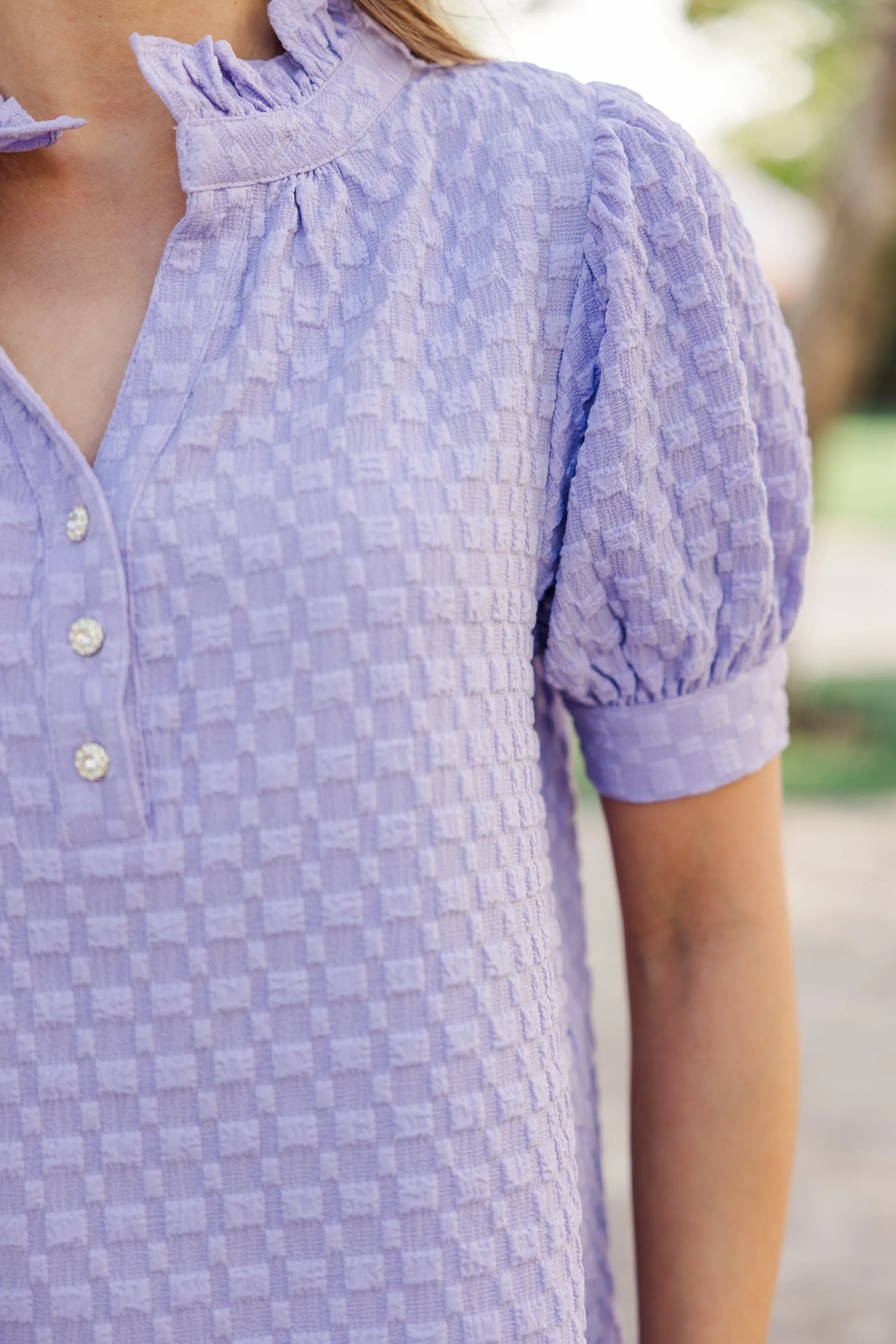 Up To You Lavender Textured Blouse