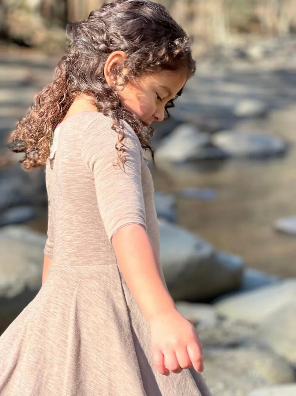 Vignette Girls “Annie” Reversible Dress In Colour Pink & Tan: Sizes 2 to 8 Years