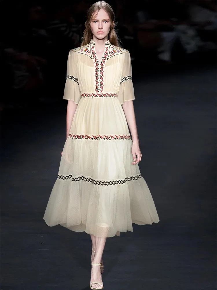 Violet Embroidery  Vintage Dress