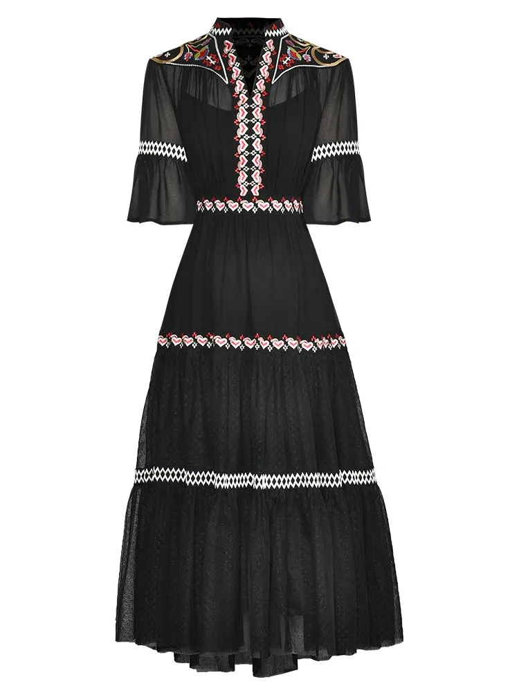Violet Embroidery  Vintage Dress