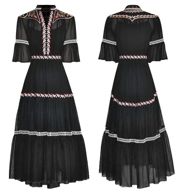 Violet Embroidery  Vintage Dress