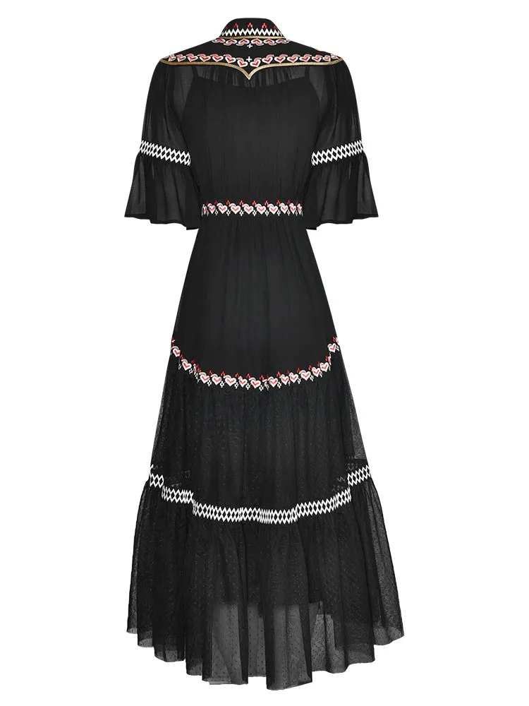 Violet Embroidery  Vintage Dress