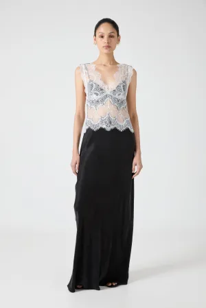 VISIONS LACE FLOOR LENGTH DRESS | BLACK & WHITE